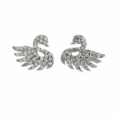Sparkling swan stud earrings